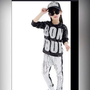 Amazon Kids Black and Silver Sequin Matching Set